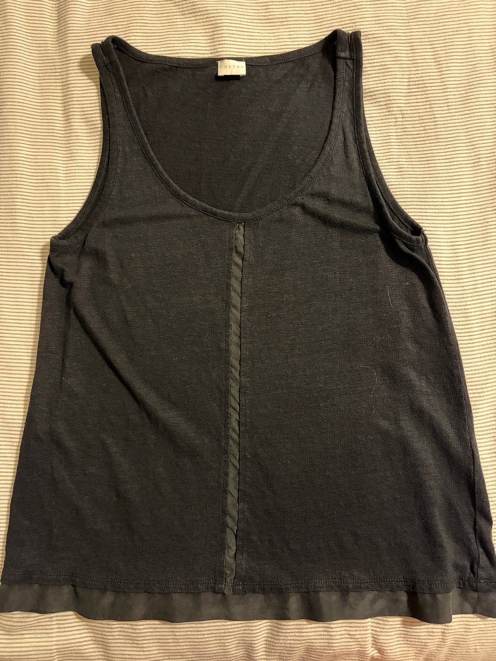 Poetry Panelled Linen Knit Tank Top - Black - Size 4